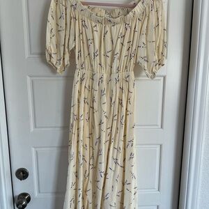 Floral Off-Shoulder Cream Dress
